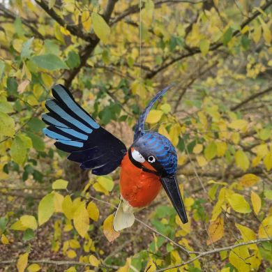 Hanging flying kingfisher painted
