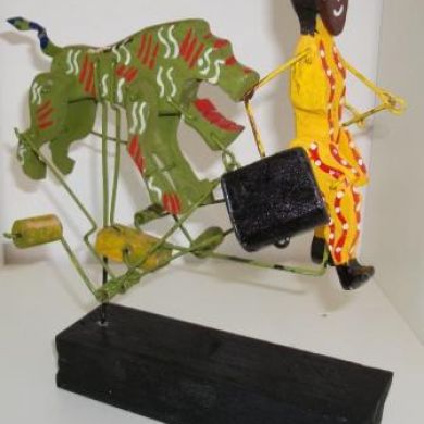 Lion et Homme d'Affaire