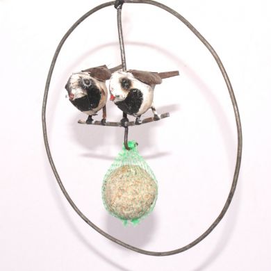 Porte Boule Graisse Cercle 2 Oiseaux Blancs